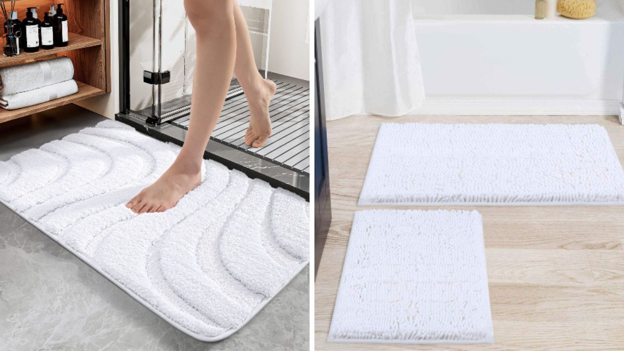  GOYLSER White Bath Mats for Bathroom, Non Slip Bath