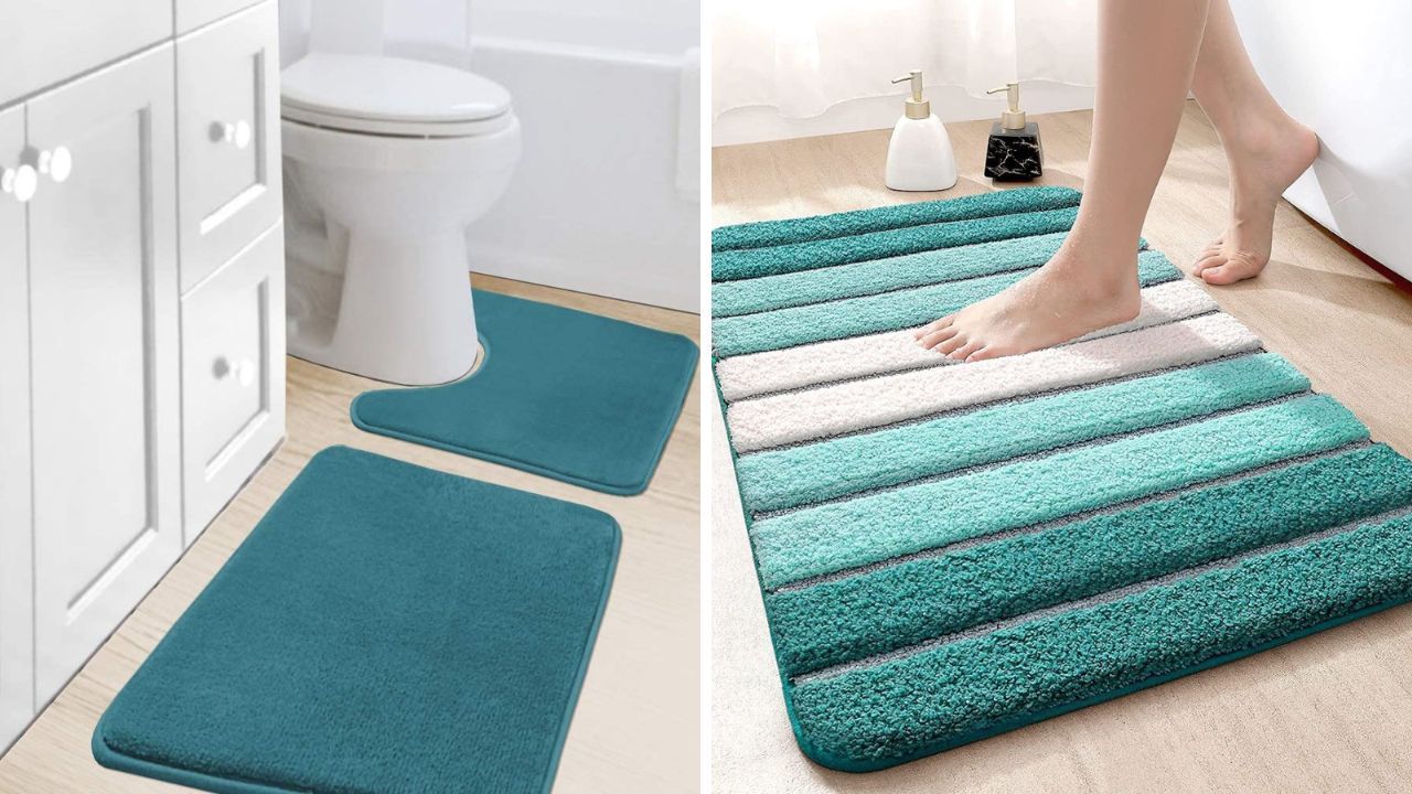 Teal bath mat