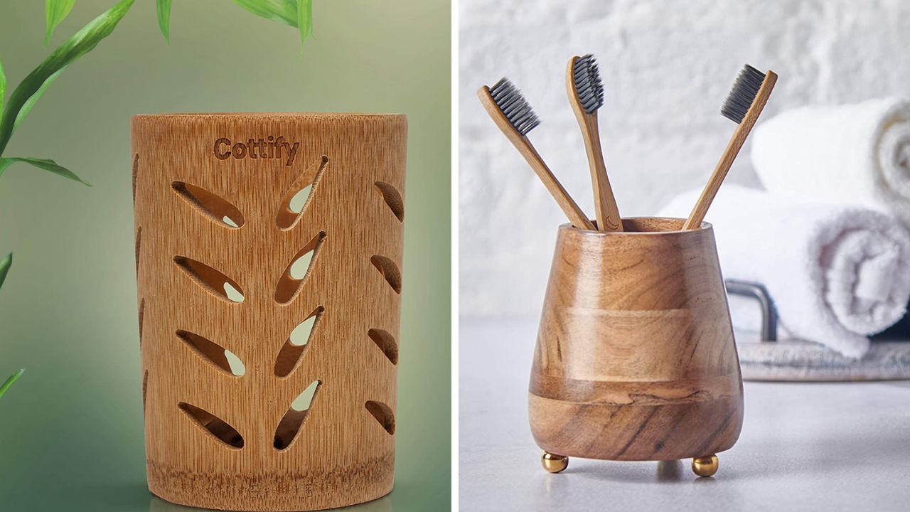 Toothbrush holder wood